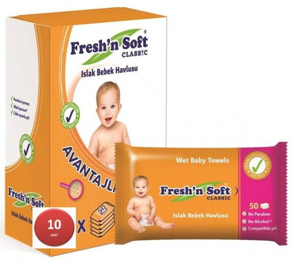 Freshnsoft Classıc Islak Bebek Havlusu 50'li* 10 Adet