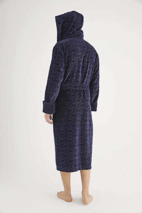 Jakarlı %100 Cotton Erkek Bornozu - 4