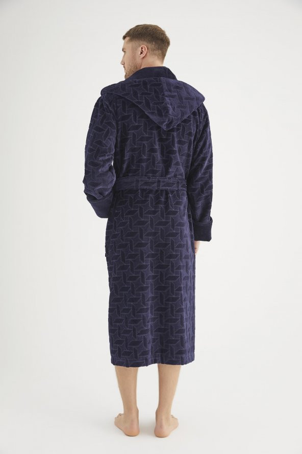 Jakarlı %100 Cotton Erkek Bornozu - 5