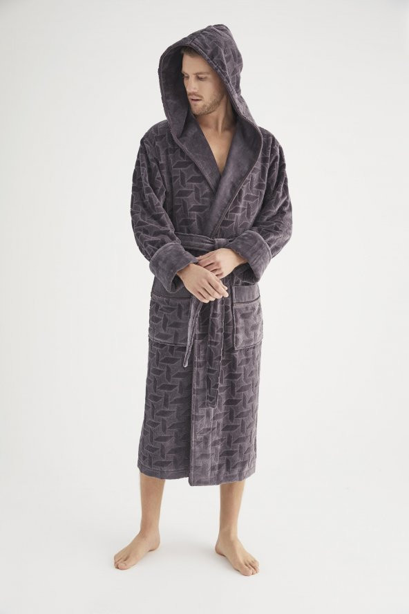 Jakarlı %100 Cotton Erkek Bornozu - 8