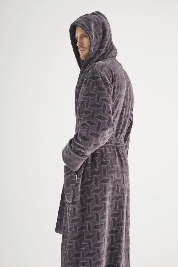 Jakarlı %100 Cotton Erkek Bornozu - 11