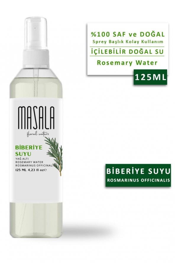 Masala Biberiye Suyu 125 ml - Rosemary Floral Water -Sebum Ve Yağ Dengeleyici Hidrosol