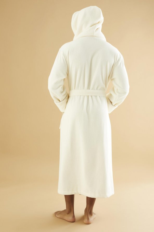 Uzun Kapüşonlu Triga Bambu Cotton Bayan Bornoz - 3
