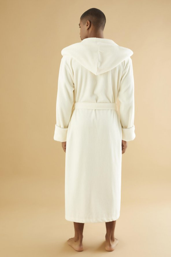 Uzun Kapüşonlu Triga Bambu Cotton Bayan Bornoz - 4