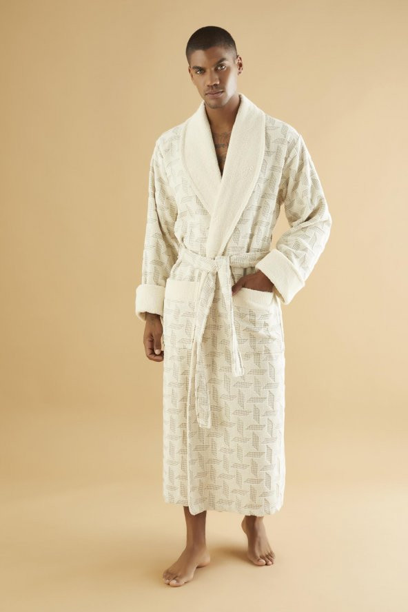 Jakarlı Organik %100 Cotton Erkek Bornozu - 1