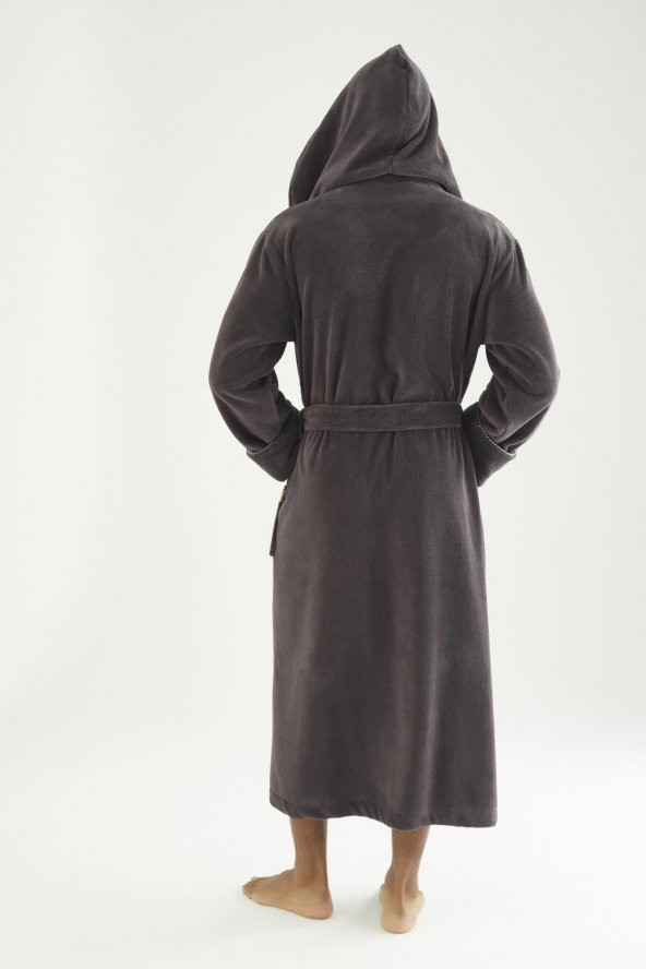 Uzun Kapüşonlu Triga Bambu Cotton Bayan Bornoz - 9