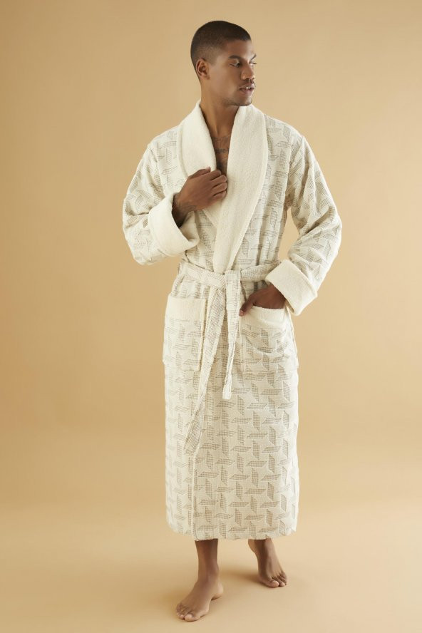 Jakarlı Organik %100 Cotton Erkek Bornozu - 3