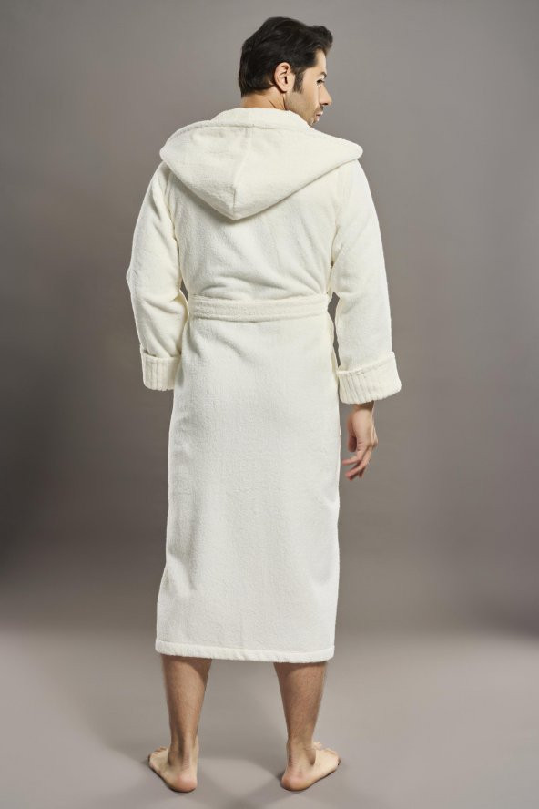 Yaka Fitilli %100 Organik Cotton  Cotton Erkek Bornozu - 7