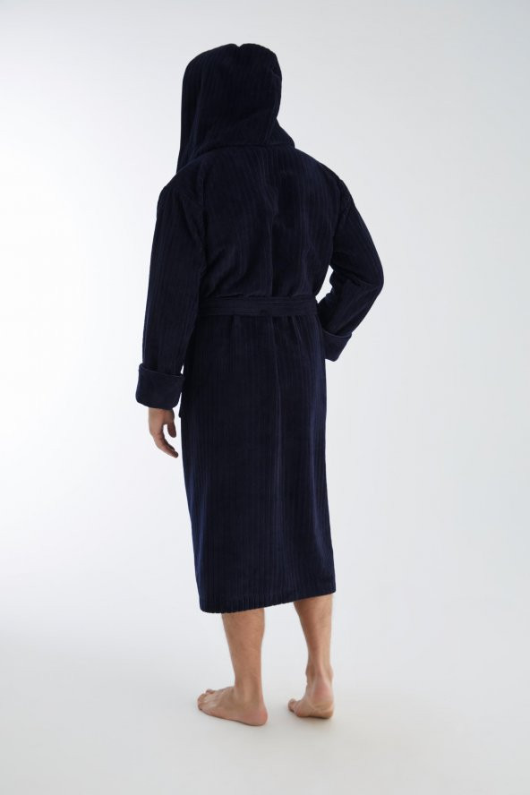 Yaka Fitilli Bambu Cotton Erkek Bornozu - 4