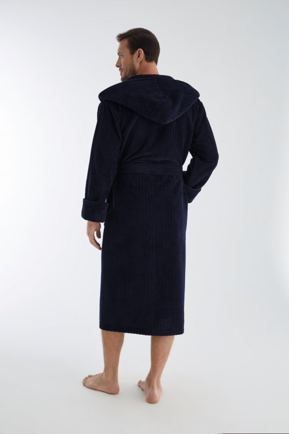 Yaka Fitilli Bambu Cotton Erkek Bornozu - 6