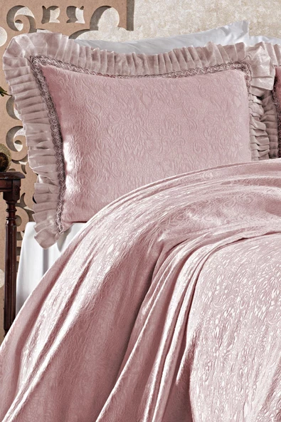 Umay Dantelli Çift Kişilik Yatak Örtüsü (7 Parça) - 9