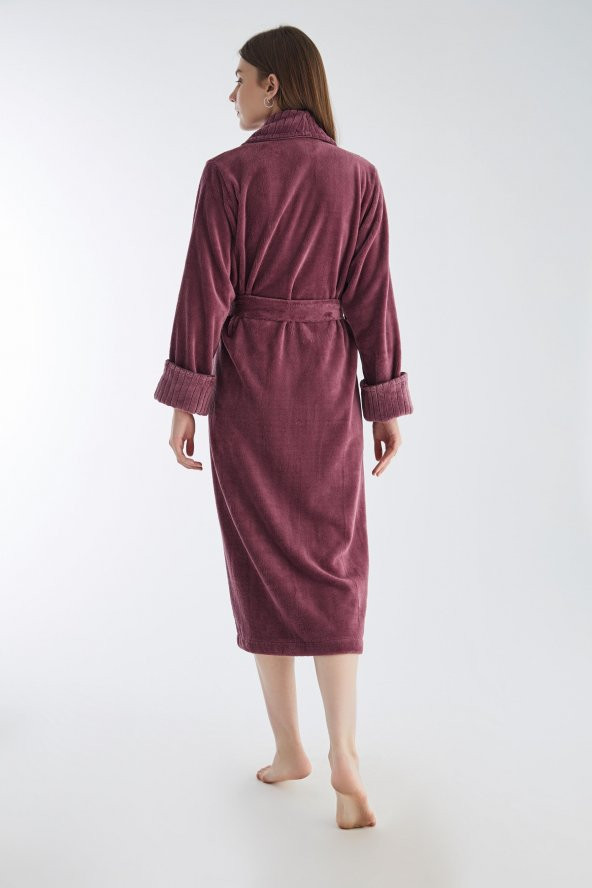 Yaka Fitilli Triga Bambu Cotton Bayan Bornozu - 5