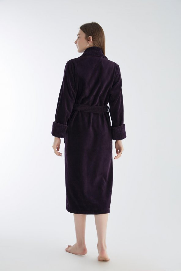 Yaka Fitilli Triga Bambu Cotton Bayan Bornozu - 8