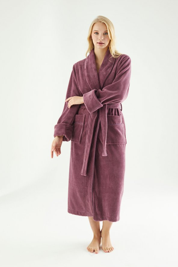 Uzun Şalyaka Triga Bambu Cotton Bayan Bornoz - 2