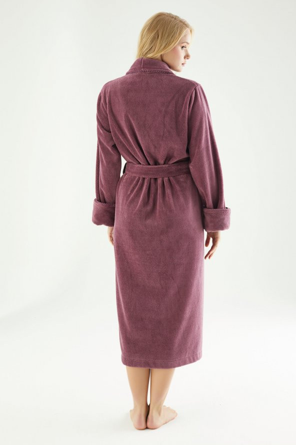 Uzun Şalyaka Triga Bambu Cotton Bayan Bornoz - 4