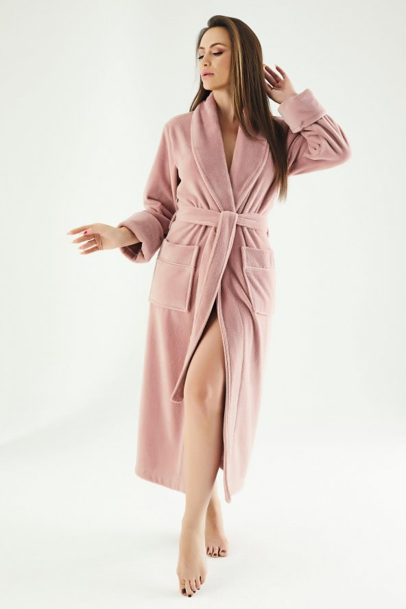 Uzun Şalyaka Triga Bambu Cotton Bayan Bornoz - 6