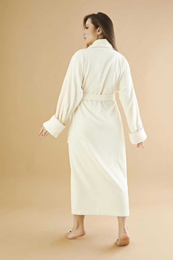 Uzun Şalyaka Triga Bambu Cotton Bayan Bornoz - 12