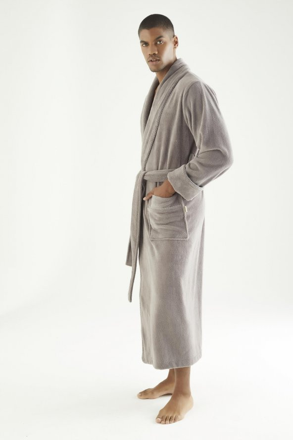 Uzun Şalyaka Triga Bambu Cotton Erkek Bornoz - 7
