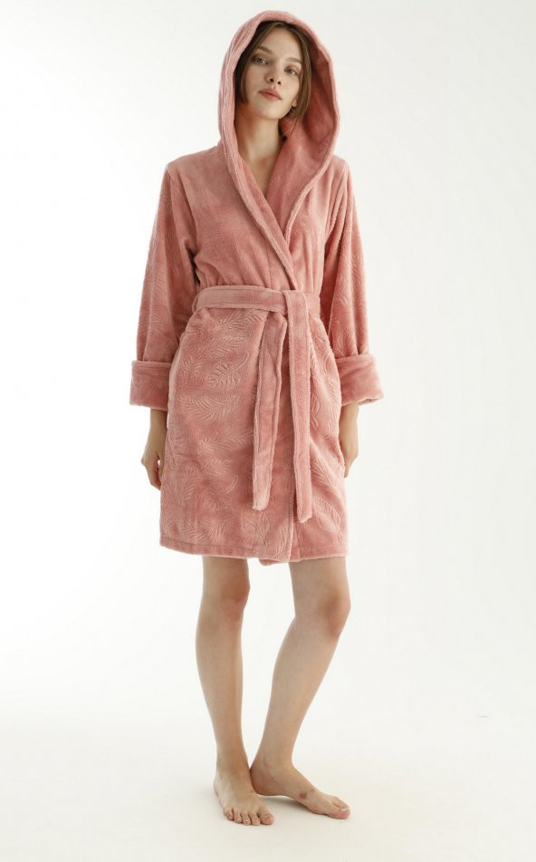 Eteği Jakarlı Triga Bambu Cotton Bayan Bornozu - 7