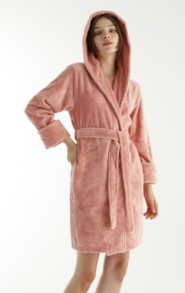 Eteği Jakarlı Triga Bambu Cotton Bayan Bornozu - 8