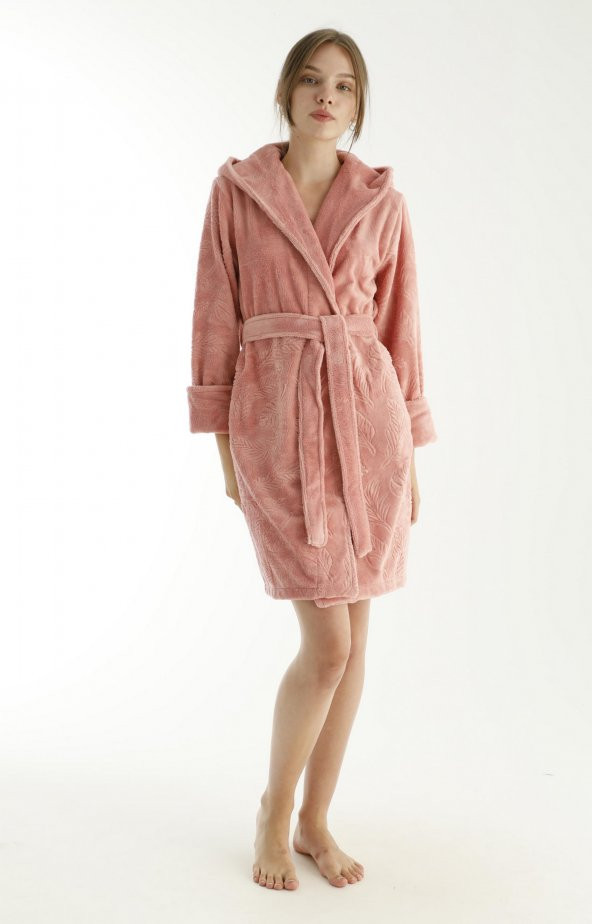 Eteği Jakarlı Triga Bambu Cotton Bayan Bornozu - 9