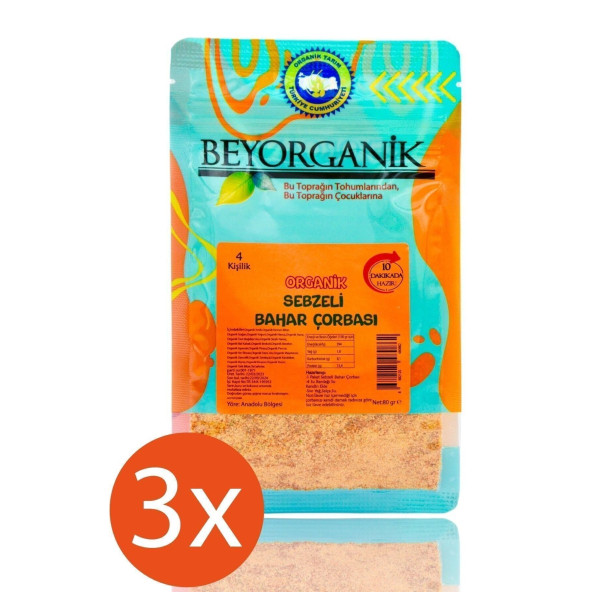 Organik SEBZELİ BAHAR ÇORBASI 80gr  (10 DK HAZIR ) 3adet - 4
