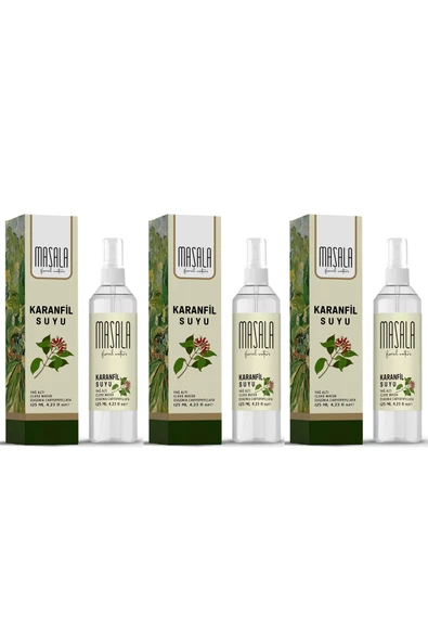 Masala 3 Adet Saf Karanfil Suyu 125 ml 100 Doğal Yağlı Hidrosol - Tonik Clove Floral Water Hydrosol Tonic