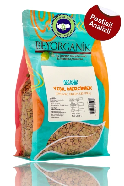 BEYORGANİK Organik Yeşil Mercimek 500gr
