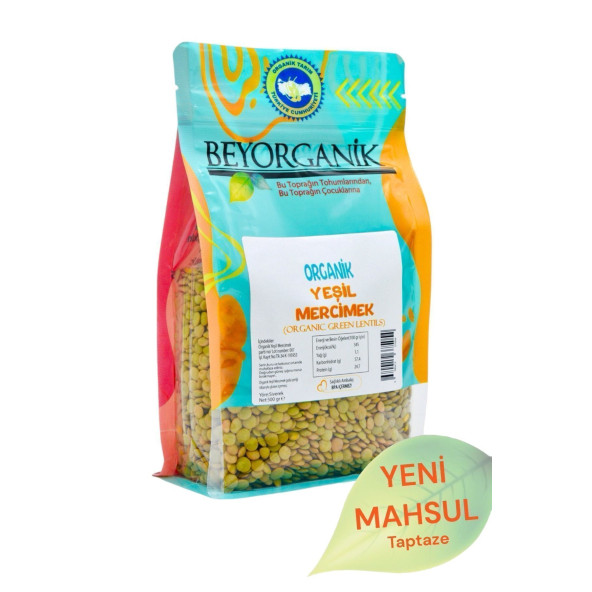 BEYORGANİK Organik Yeşil Mercimek 500gr