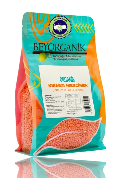 BEYORGANİK Organik Kırmızı Mercimek 500gr ürün görseli 1