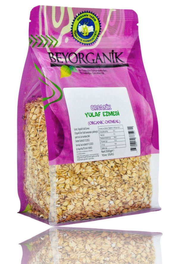 BEYORGANİK Organik Yulaf Ezmesi 500gr 100 Yerli Yulaf