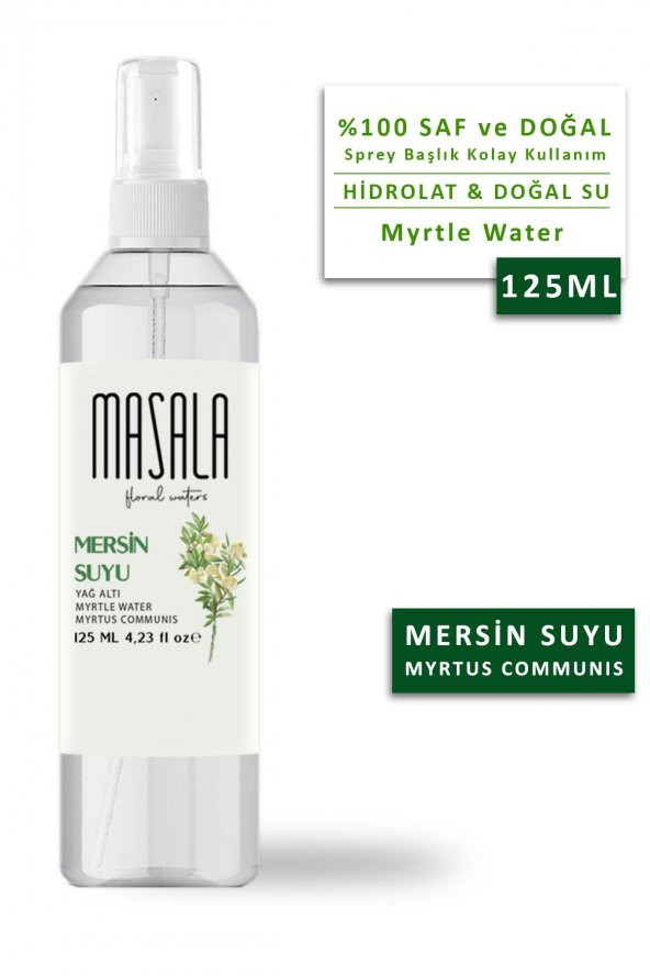 Masala Mersin Suyu 125 ml - Myrtle Floral Water -Sebum Ve Yağ Dengeleyici Hidrosol