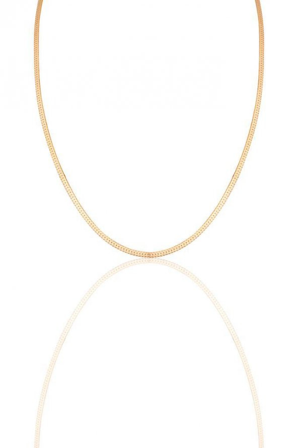 Gümüş italyan yassı zincir kolye altın  SGTL11757 - Resim 7