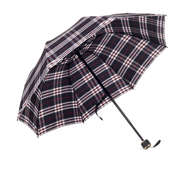 Marlux Kadın Şemsiye Bordo Lacivert Ekoseli Şemsiye - 2