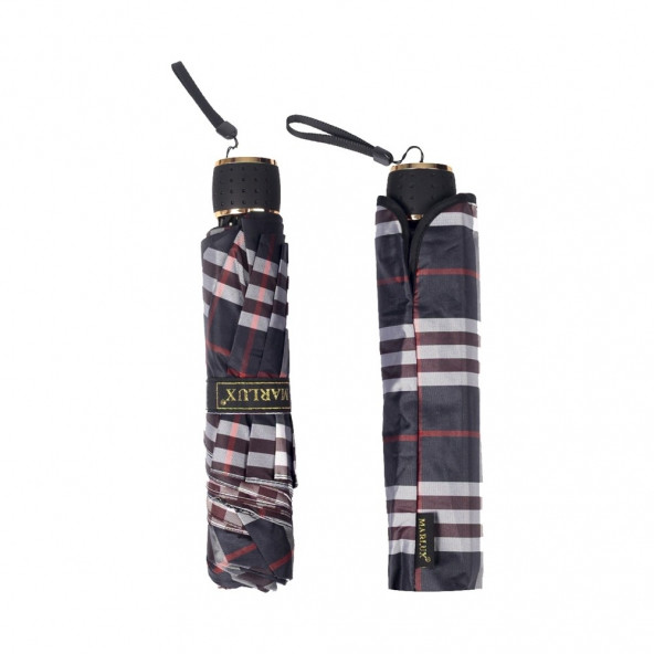 Marlux Kadın Şemsiye Bordo Lacivert Ekoseli Şemsiye - 4