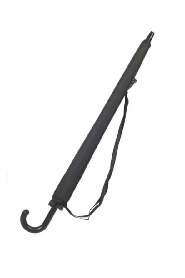 Siyah Desenli Baston 24 Fiber Tel Deri Saplı Premium Protokol Şemsiye - 2