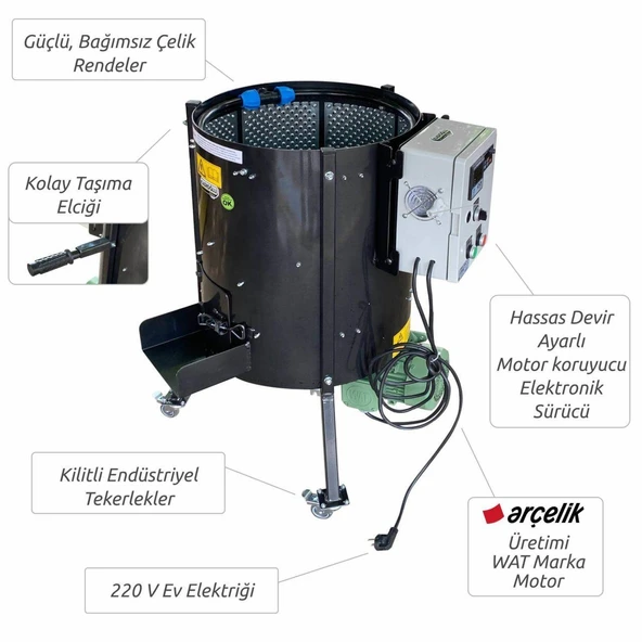 Kadıoğlu Cks80d Devir Ayarlı Rendeli Ceviz Soyma Makinesi 90 Litre - Resim 2