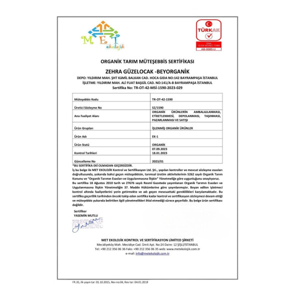 BEYORGANİK Organik Bey Tonik (ZERDEÇALLI-ZENCEFİLLİ) 185gr (PESTİSİT ANALİZLİ) - 2