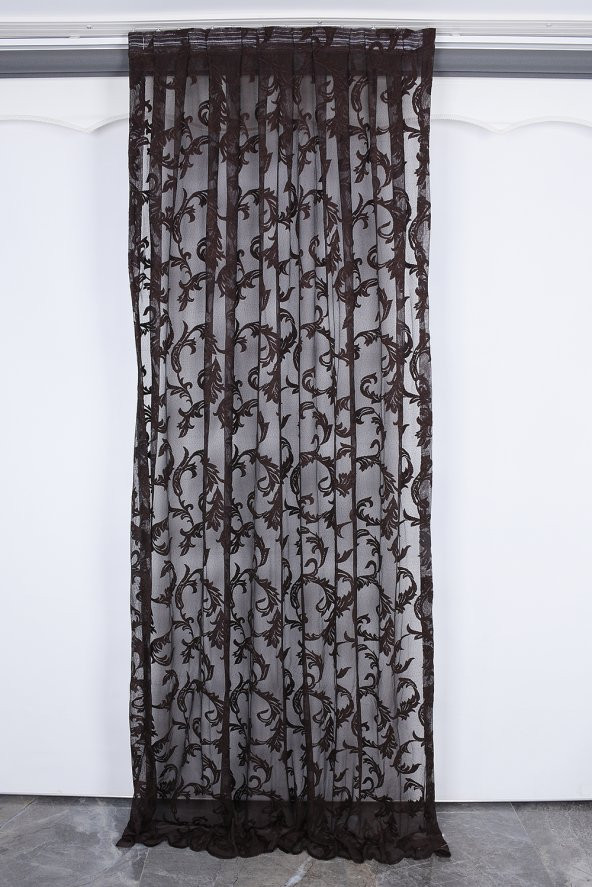 SULTAN 1 MODEL ACI KAHVE RENK TEK KANAT Pileli Fon Perde 75260 cm