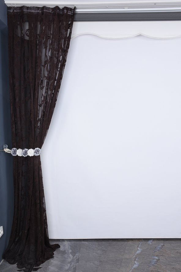 SULTAN 1 MODEL ACI KAHVE RENK TEK KANAT Pileli Fon Perde 75260 cm - 4