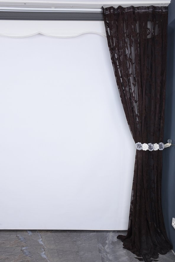 SULTAN 1 MODEL ACI KAHVE RENK TEK KANAT Pileli Fon Perde 75260 cm - 5