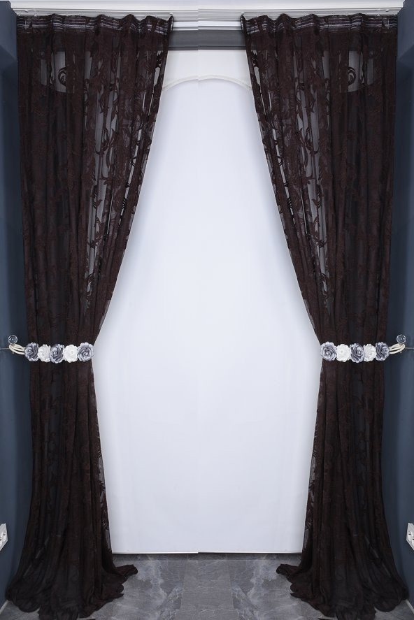 SULTAN 1 MODEL ACI KAHVE RENK TEK KANAT Pileli Fon Perde 75260 cm - 6