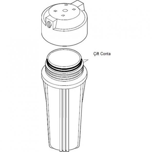 RO Beyaz Husing 10" İnç Beyaz Filtre Kabı 1/4” (Çift O-Ring) Ters Ozmoz İçin - Resim 3