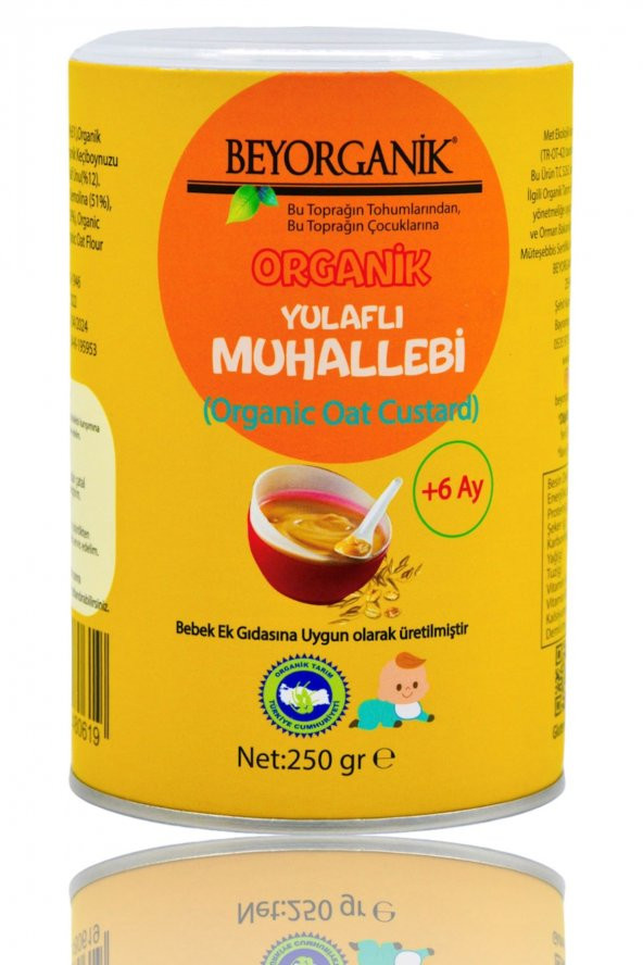 BEYORGANİK Bebek Ek Gıdası Organik Yulaflı Muhallebi +6 Ay( 250gr)