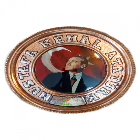 Safir BAKIR DUVAR TABLOSU M.K. ATATÜRK TABLO ÖZEL ELİŞÇİLİĞİ 25 cm A++ KALİTE SAFİR ÇAY KAZANLARI - 2