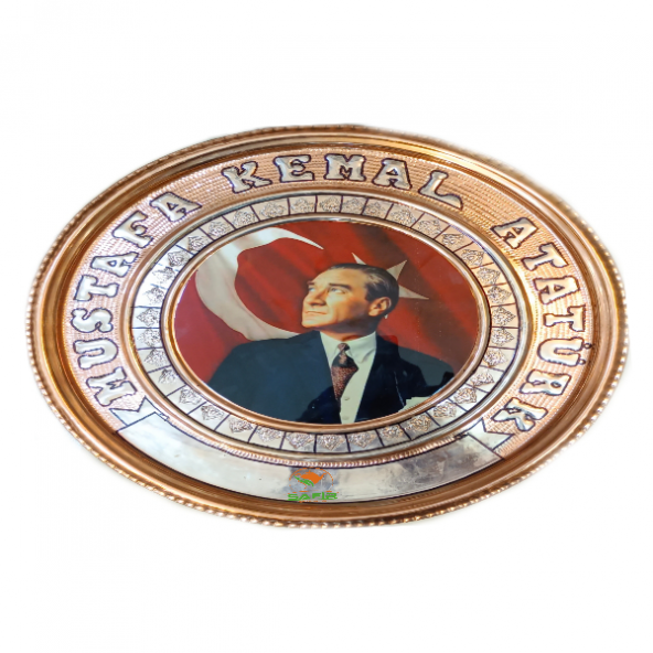Safir BAKIR DUVAR TABLOSU M.K. ATATÜRK TABLO ÖZEL ELİŞÇİLİĞİ 25 cm A++ KALİTE SAFİR ÇAY KAZANLARI - 3