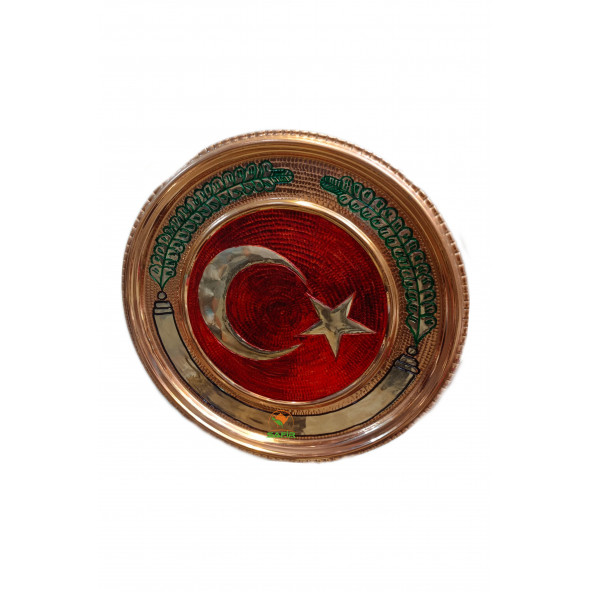 Safir BAKIR TABLO TÜRK BAYRAĞI BAKIR TABLO ÖZEL EL İŞLEMESİ 30 CM EBATLI A++ KALİTE - 3
