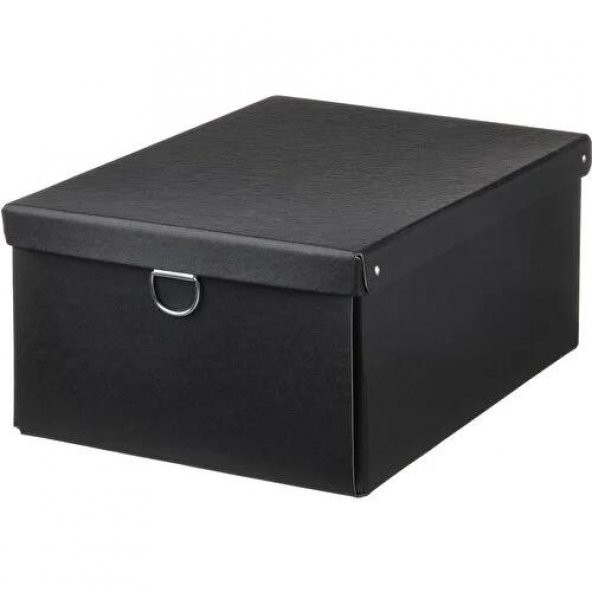 Kapaklı Saklama Kutusu, Dikdörtgen  Siyah Renk MeridyenDukkan 25x35x15 cm Sert Karton-Düzenleyici Ev-Ofis Kutu