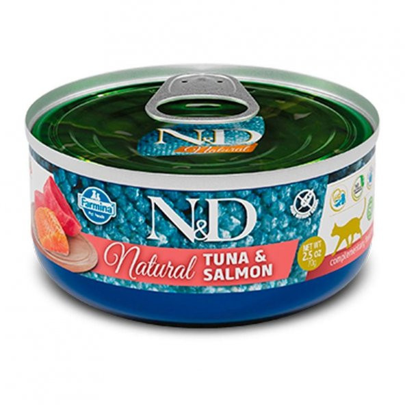 N&D Natural Tuna Ve Somon Balıklı Yetişkin Kedi Konservesi 70 Gr