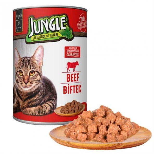 Jungle Biftekli Yetişkin Kedi Konservesi 415Gr